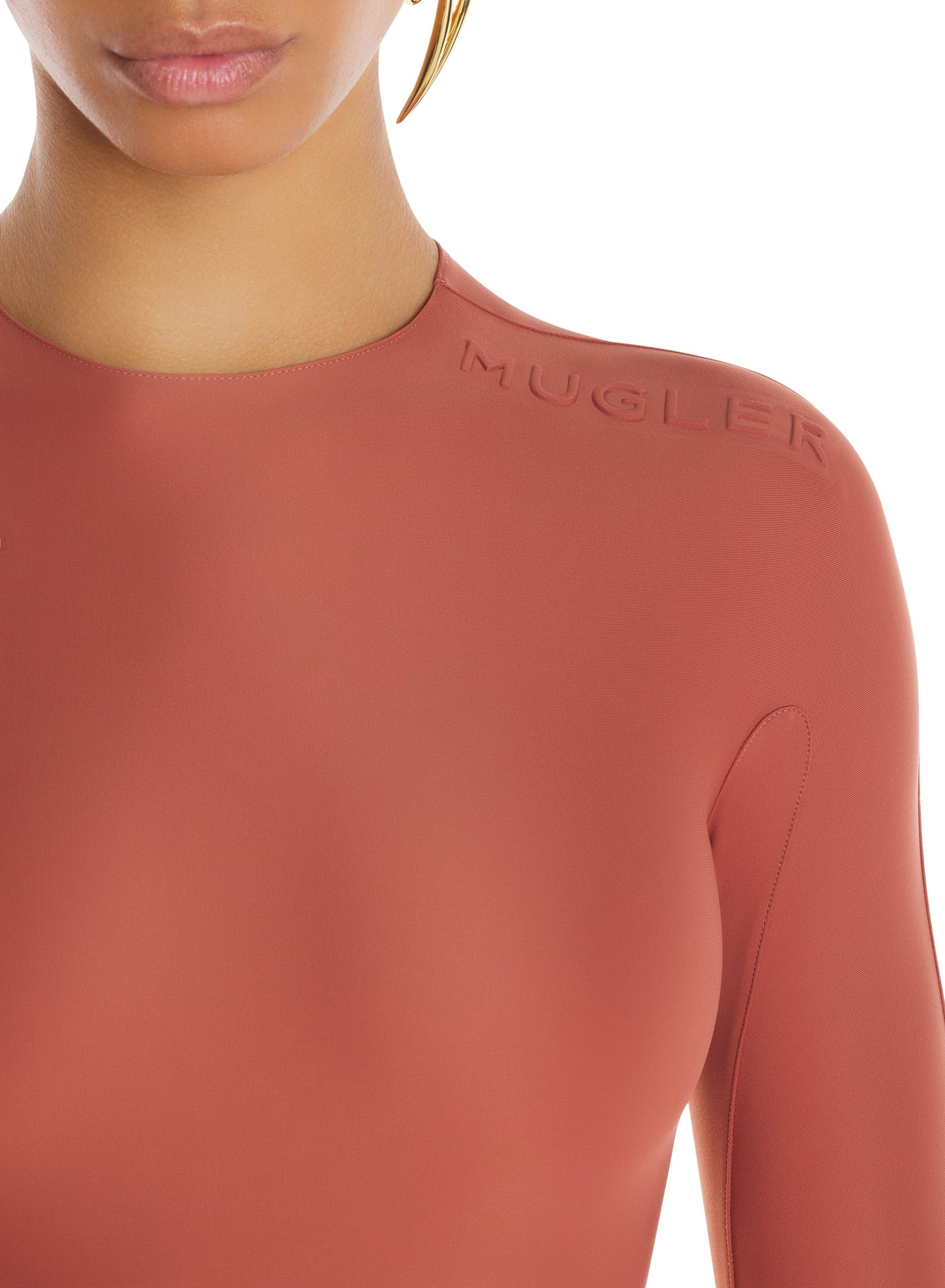 blush shoulder logo bodysuit