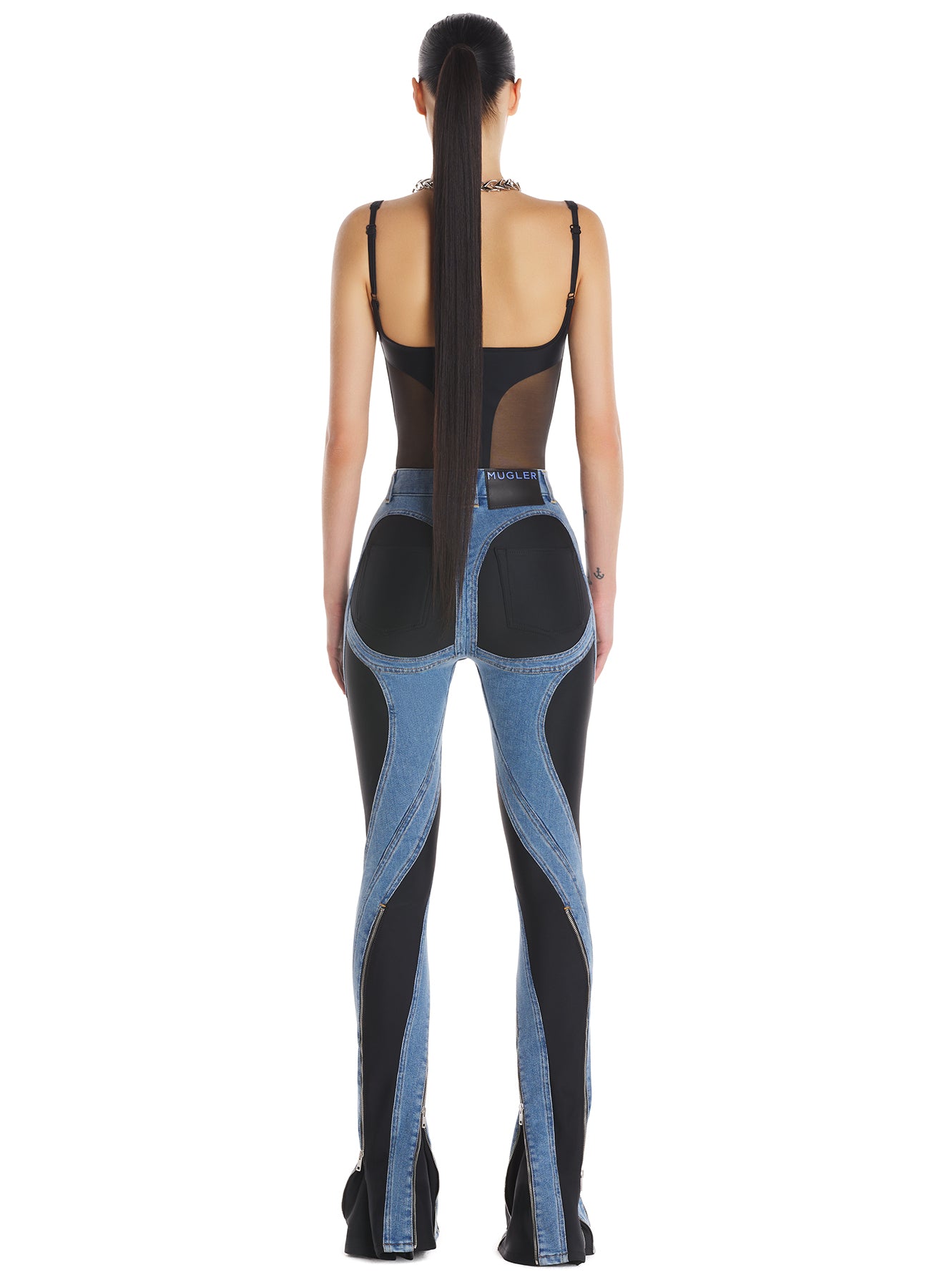 Womens Mugler black Zip Detail Bodysuit