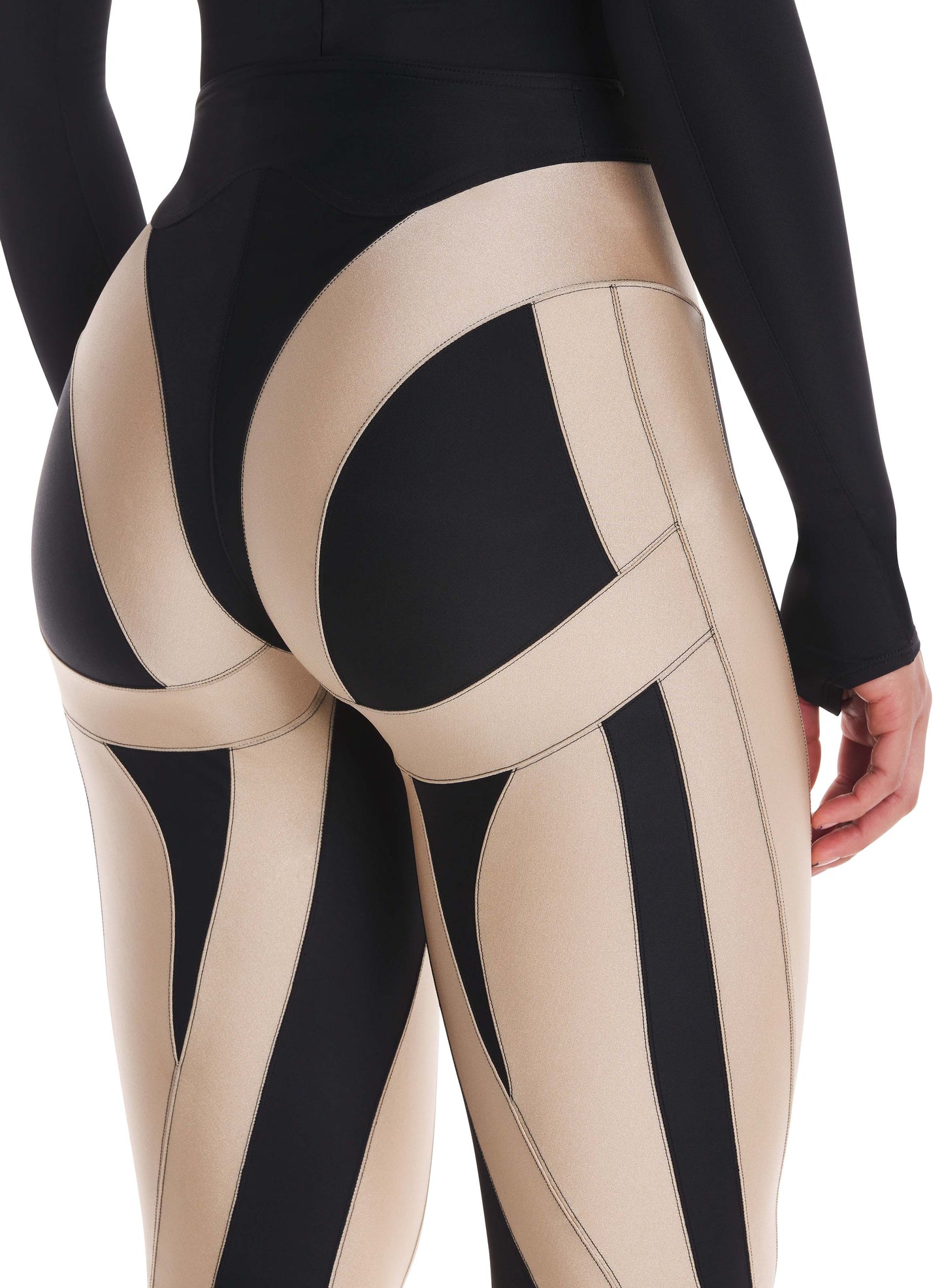 black & powder color opaque spiral leggings
