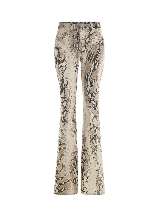 snake printed flared jeans
