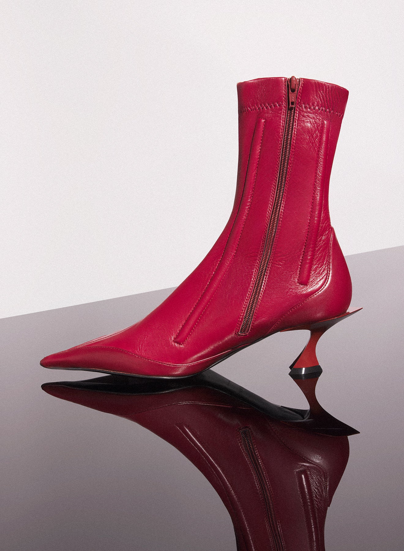 red boned leather fang 55 ankle boots