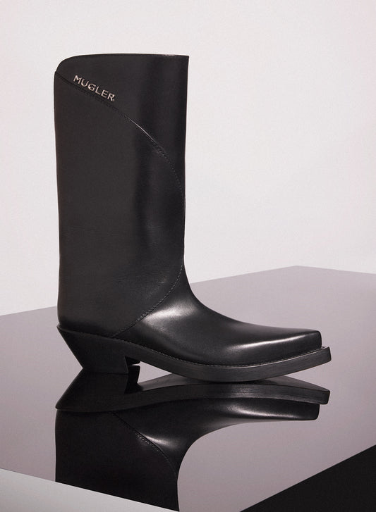 black leather santiag boots