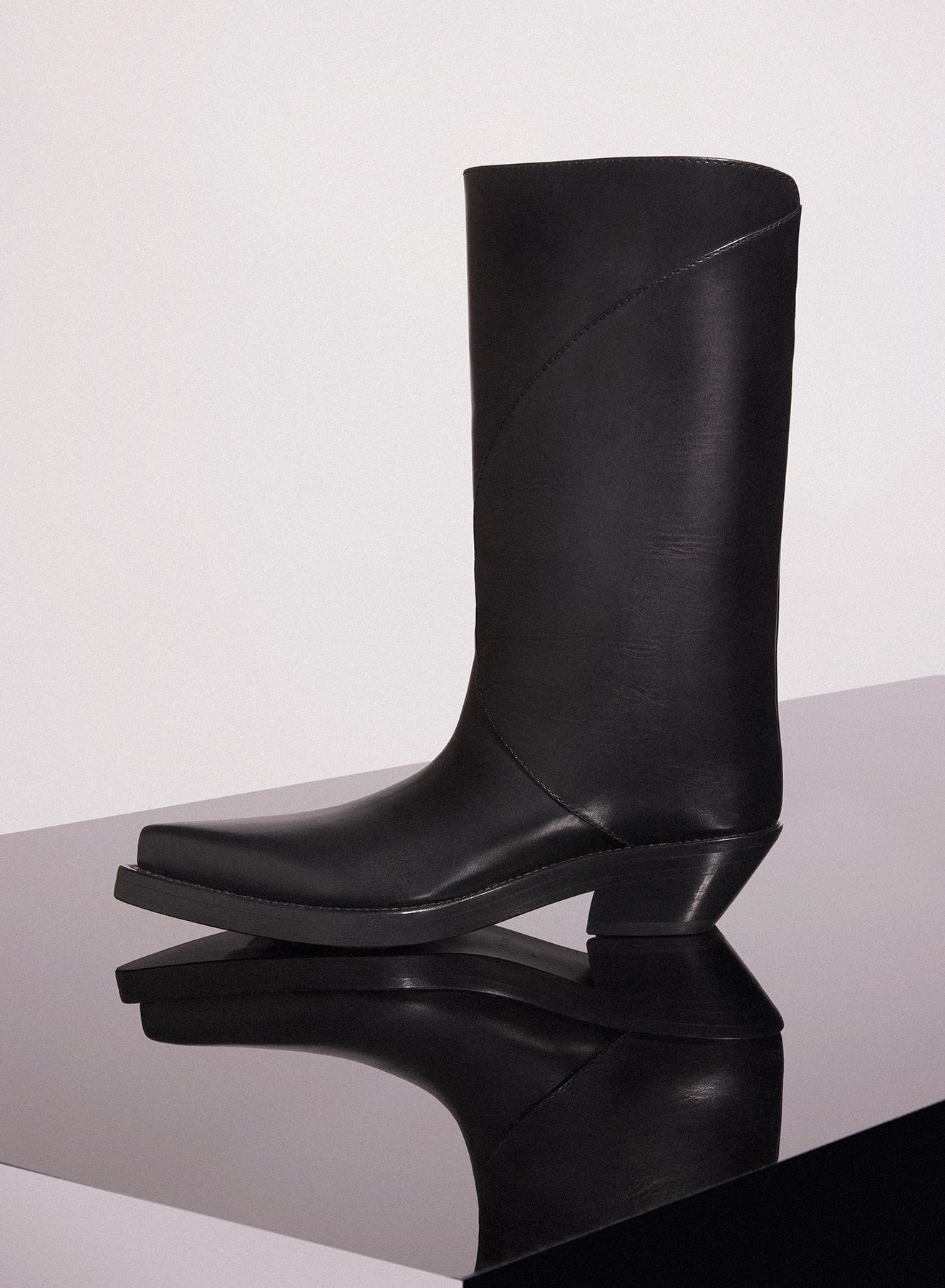 black leather santiag boots