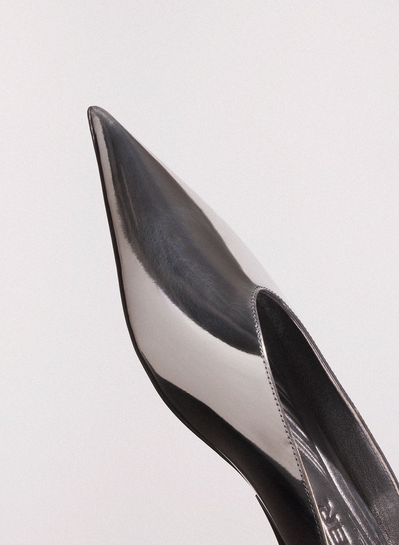 gunmetal leather fang flat mules