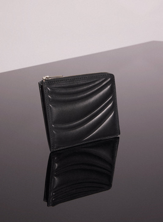 black embossed spiral wallet