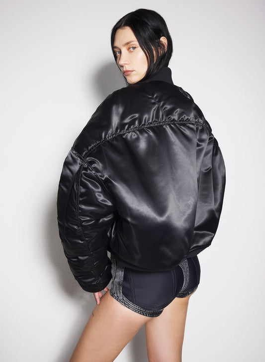 washed black bi-material denim shorts