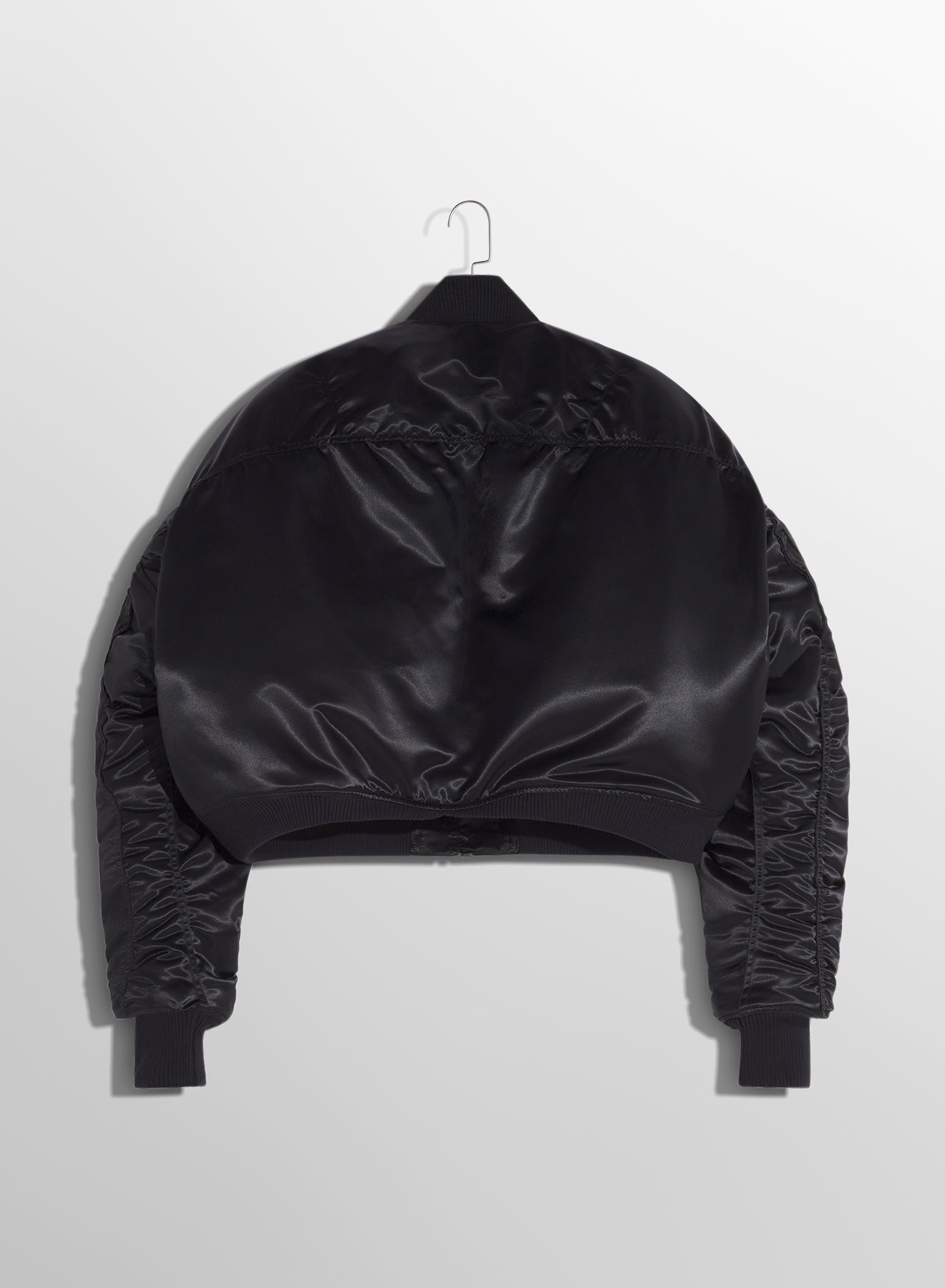 black satiny bomber jacket