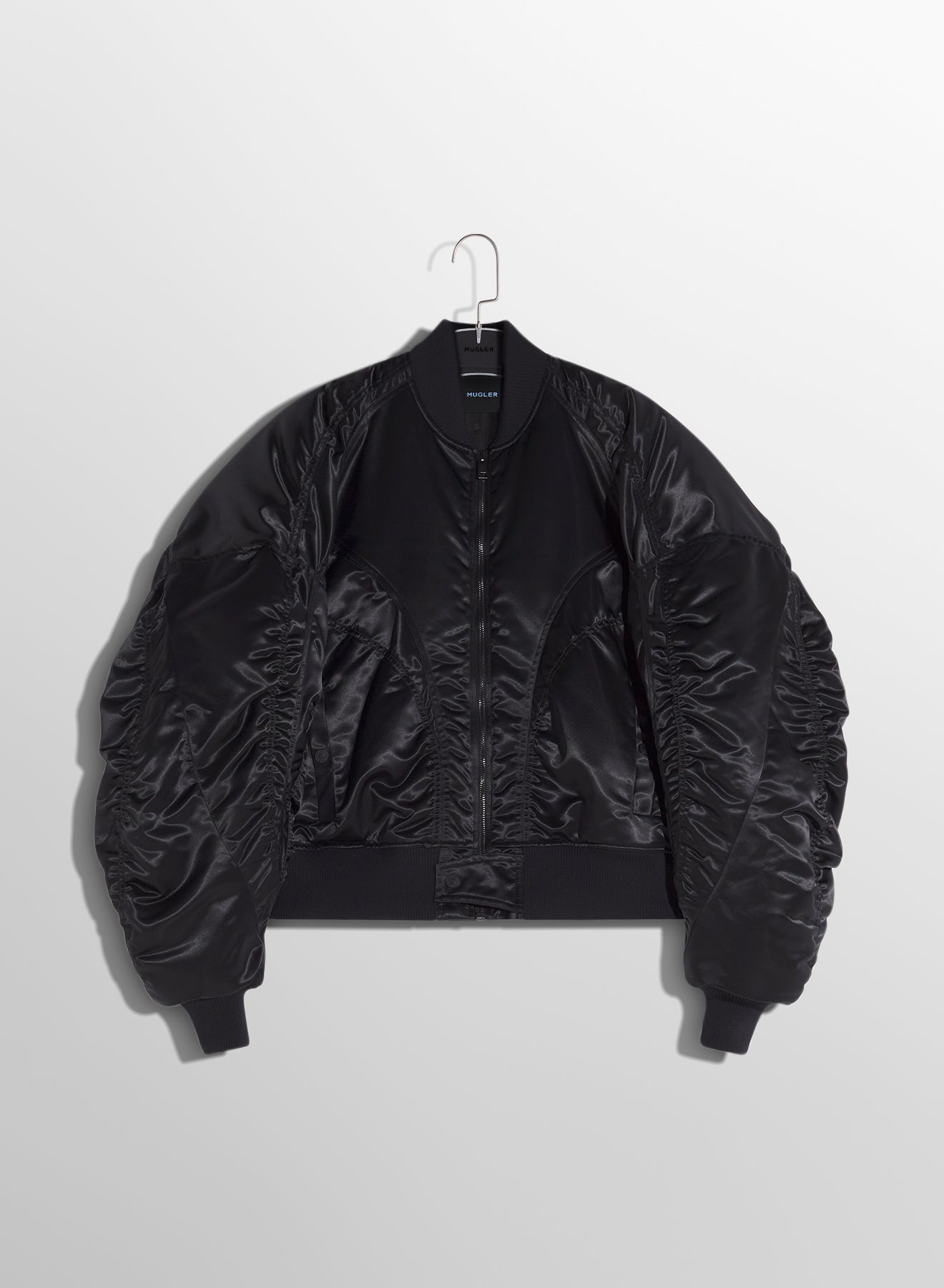 black satiny bomber jacket