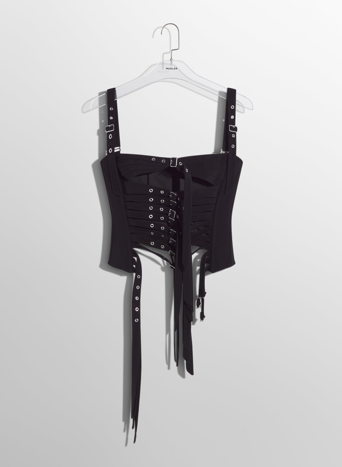 black buckled corset top