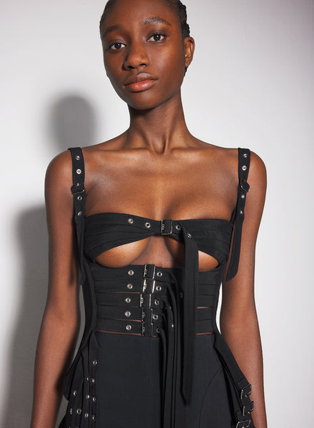 Original Mugler Corsagen Bustier Top Streifenmuster store extravaganter Stil