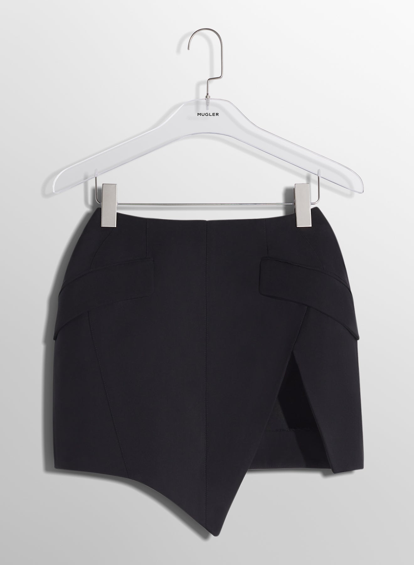 black slitted mini skirt