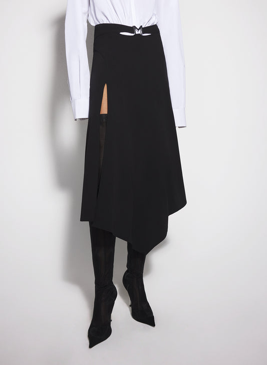 black m slitted skirt