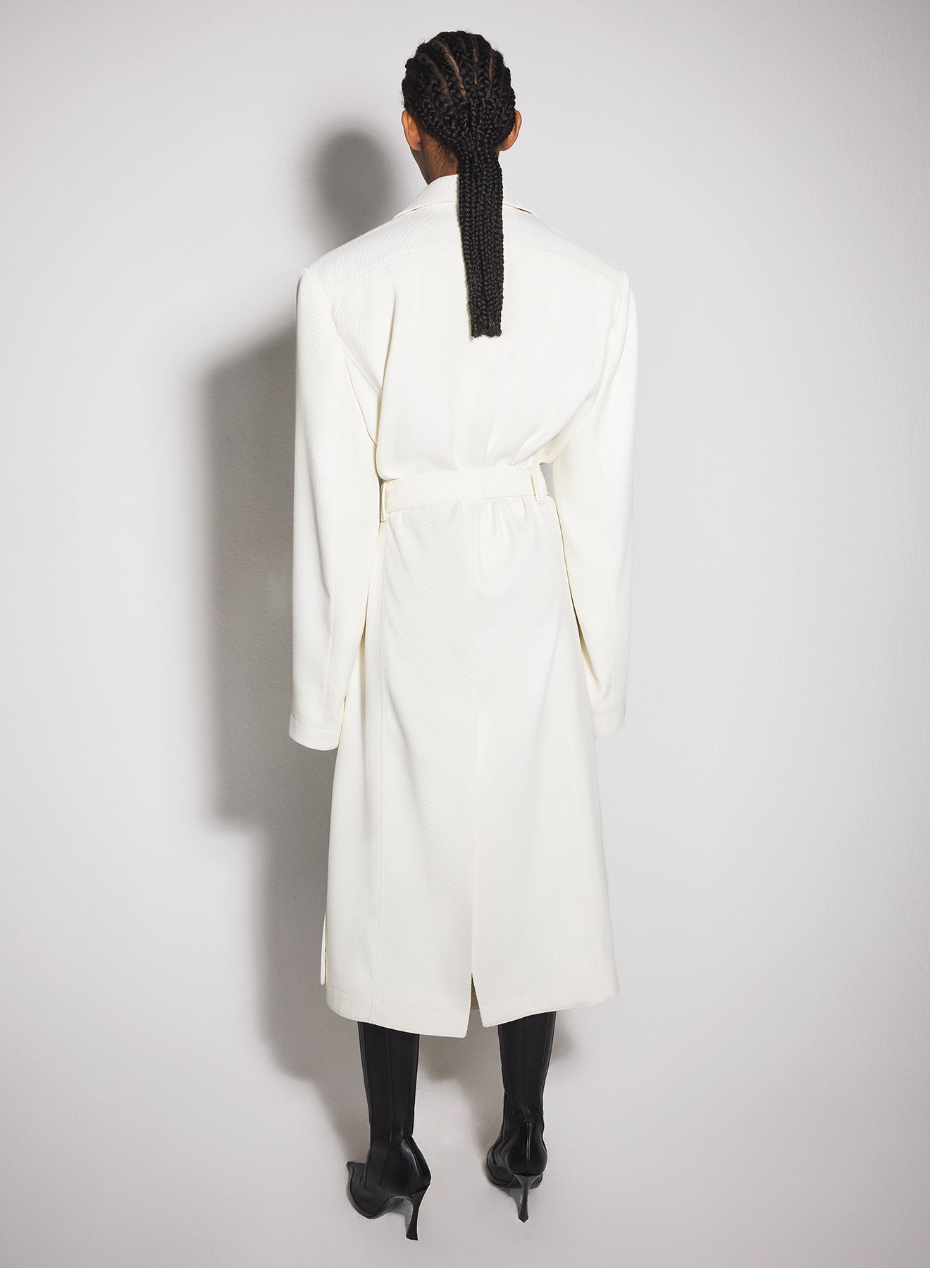 off-white ribbed belted coat