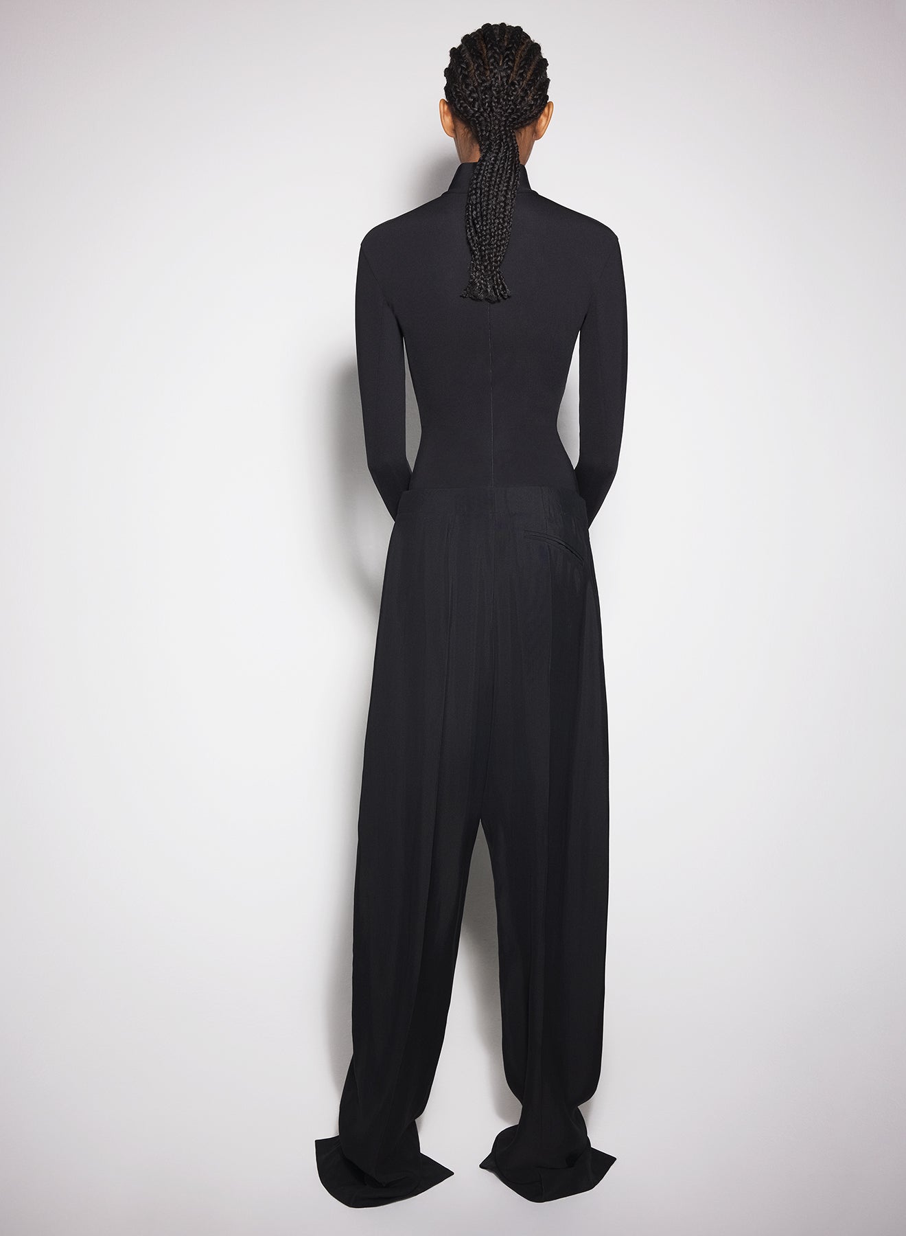 black pierced loose tailored trousers