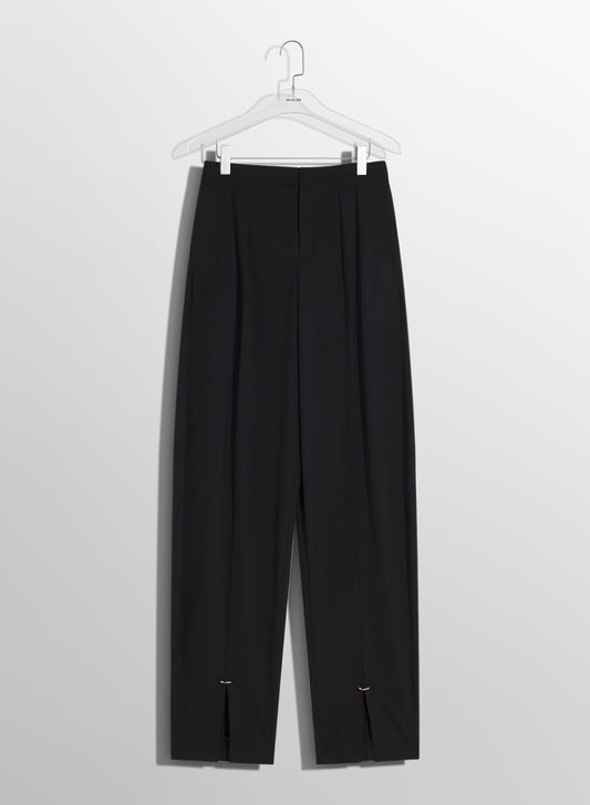 black pierced loose tailored trousers