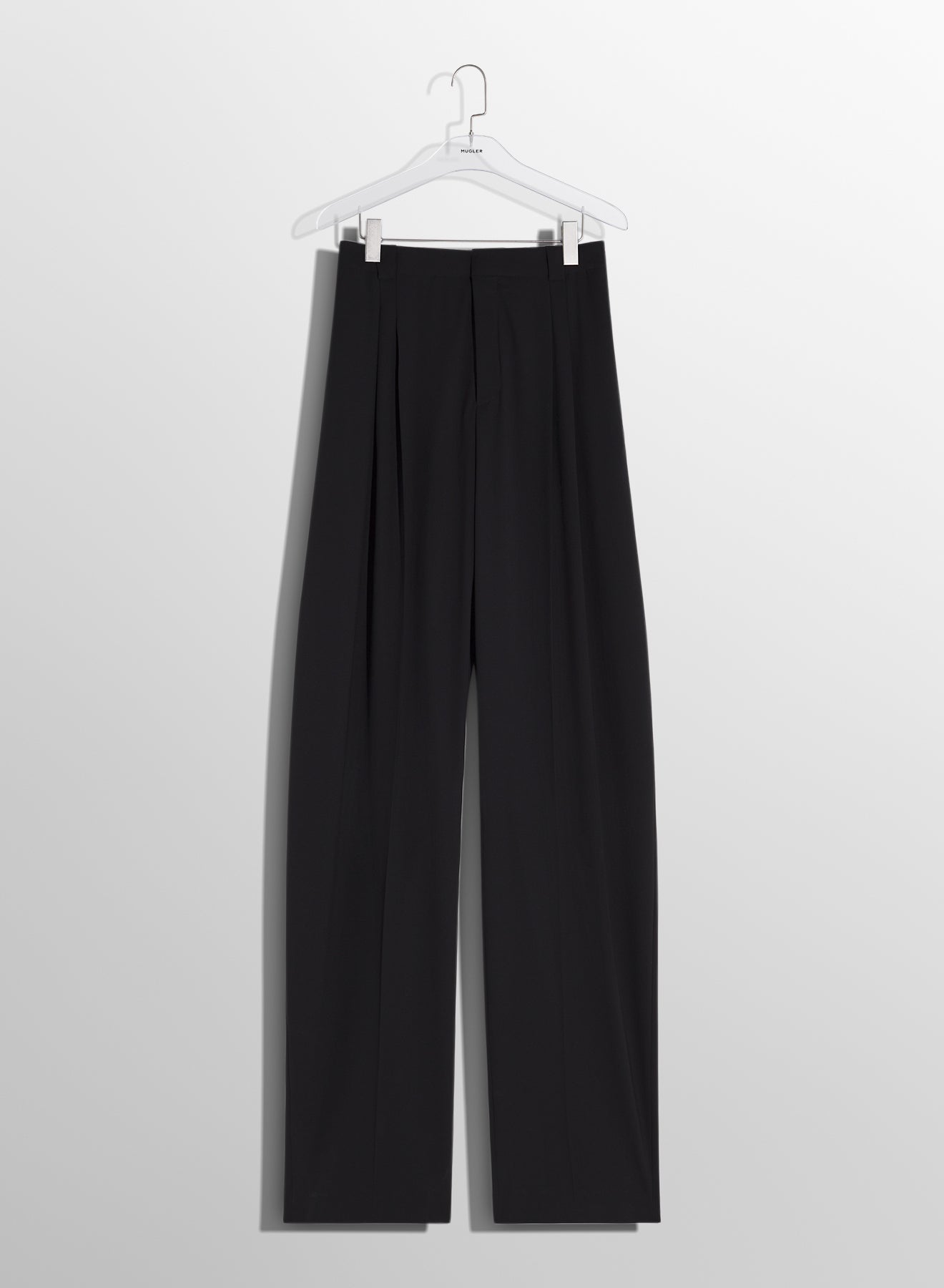 black pleated wide leg trousers