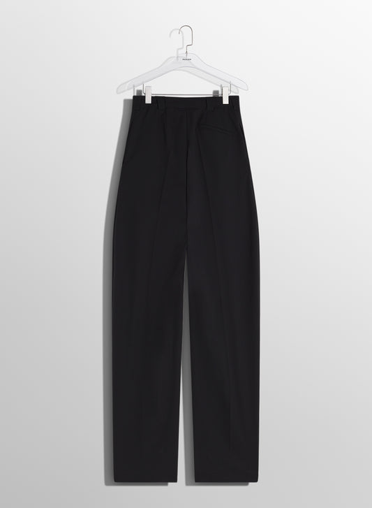 black pleated wide leg trousers