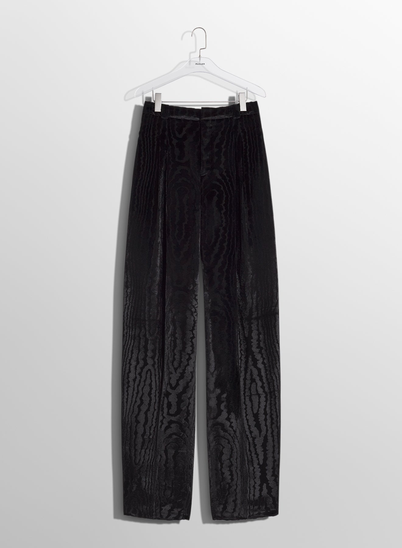 black moiré velvet trousers