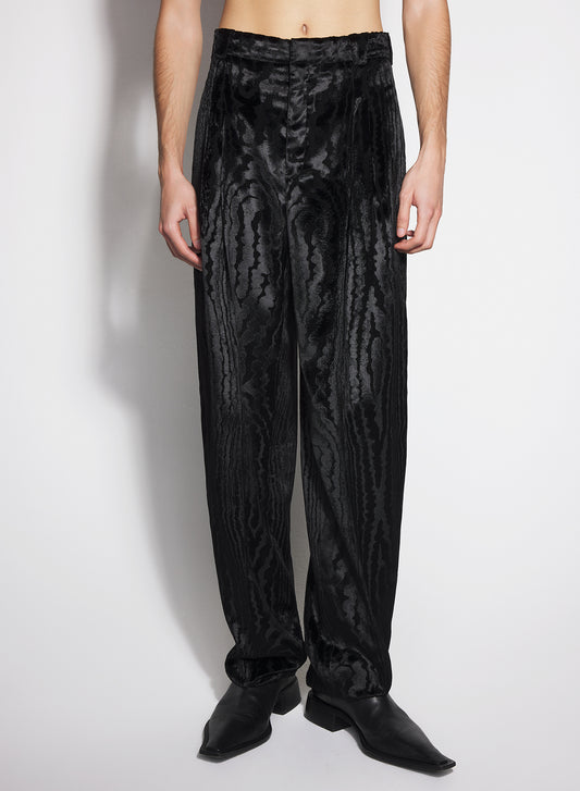 black moiré velvet trousers