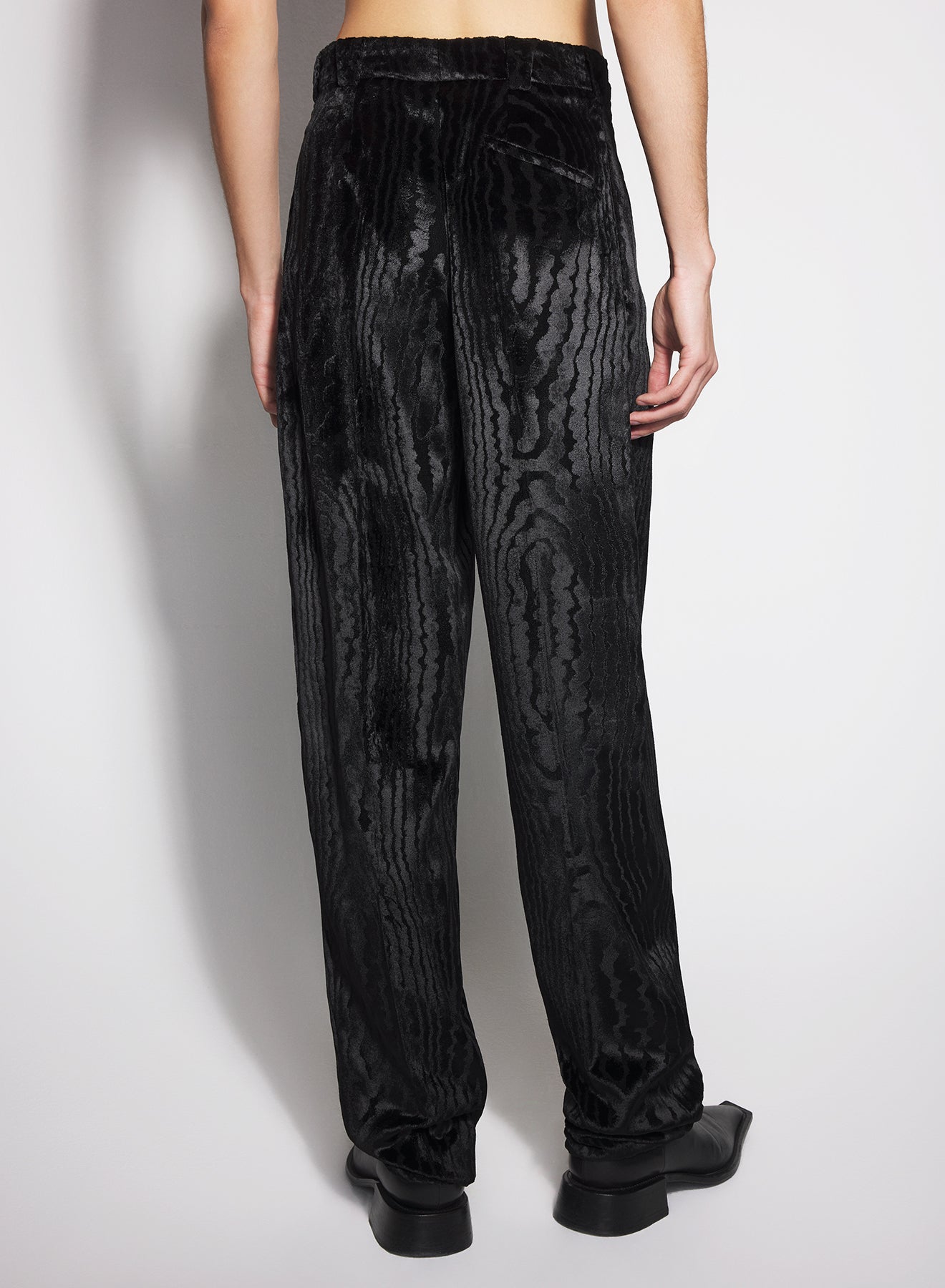 black moiré velvet trousers