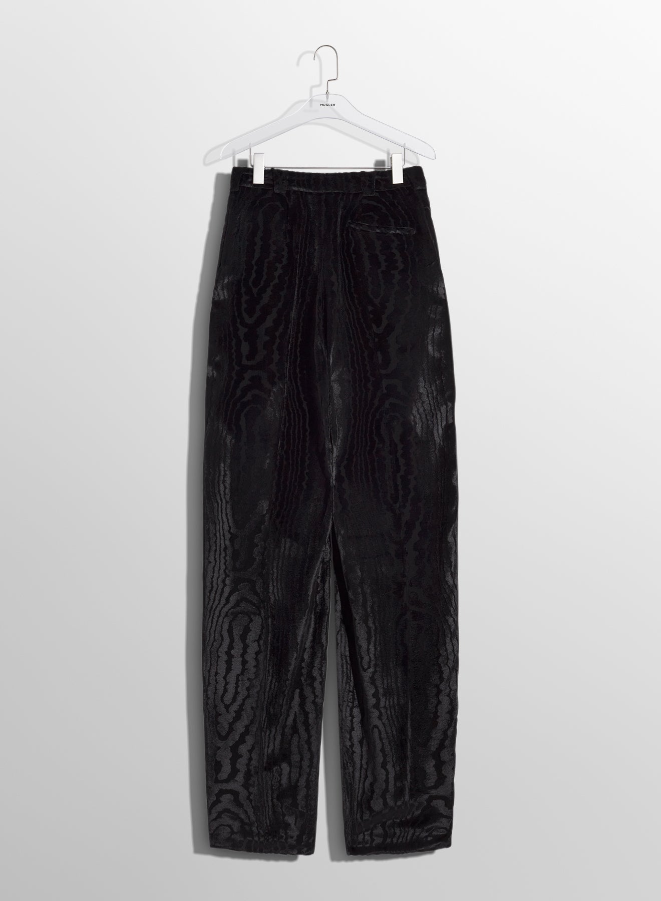 black moiré velvet trousers