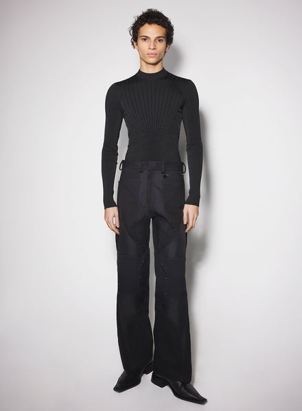 black technical fabric cargo pants | MUGLER Official Website