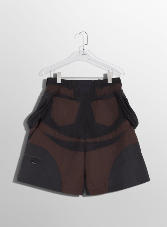 chocolate technical fabric cargo shorts