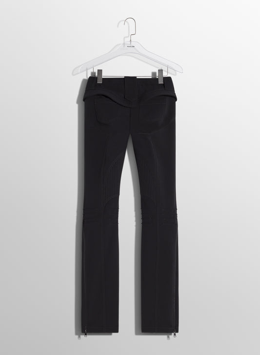 black zipped scuba pants