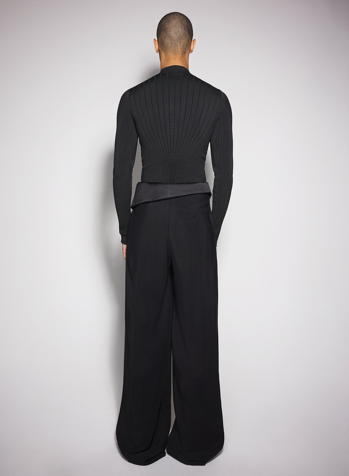 black satin cummerbund trousers