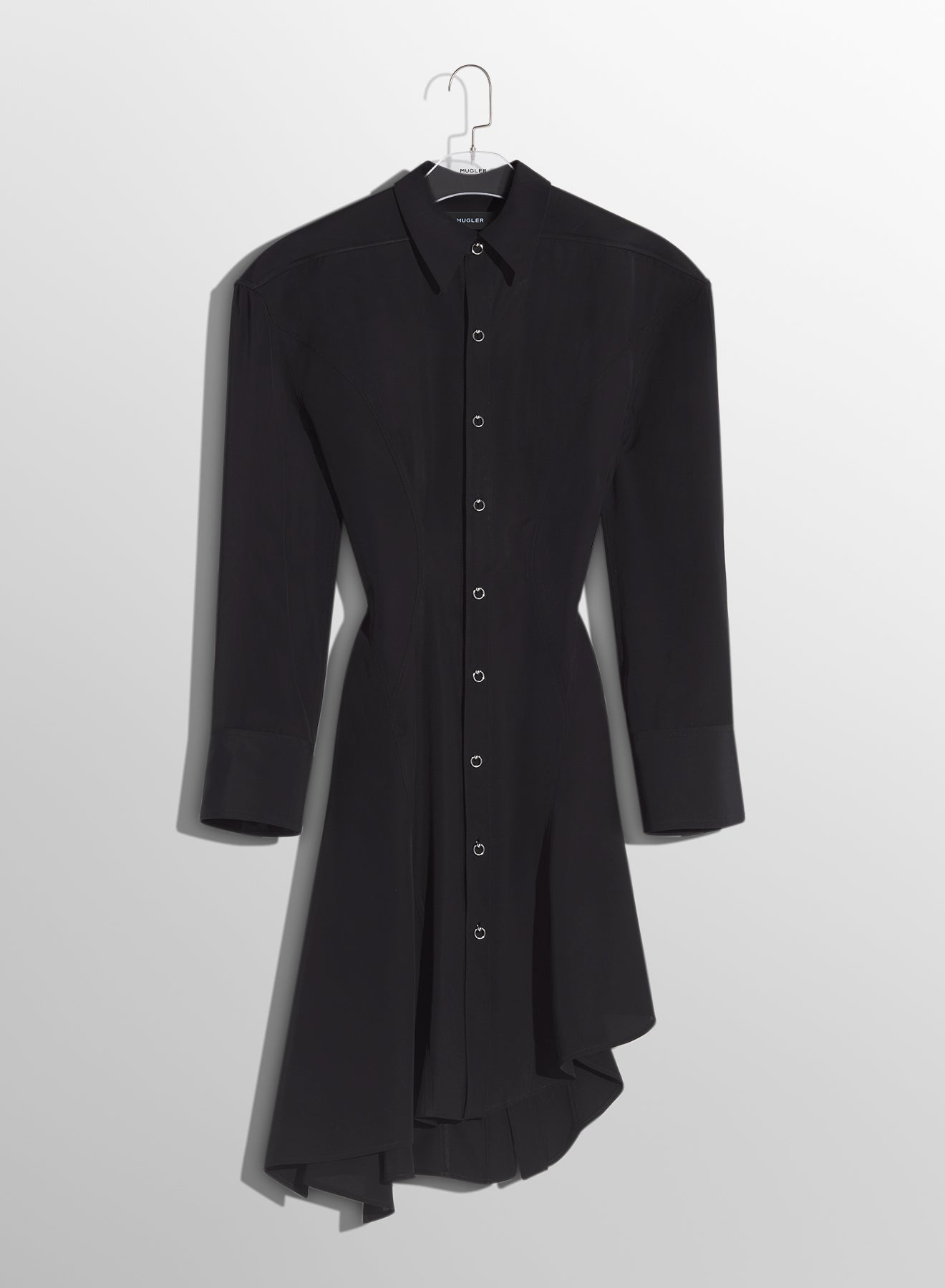 black backless shirt dress