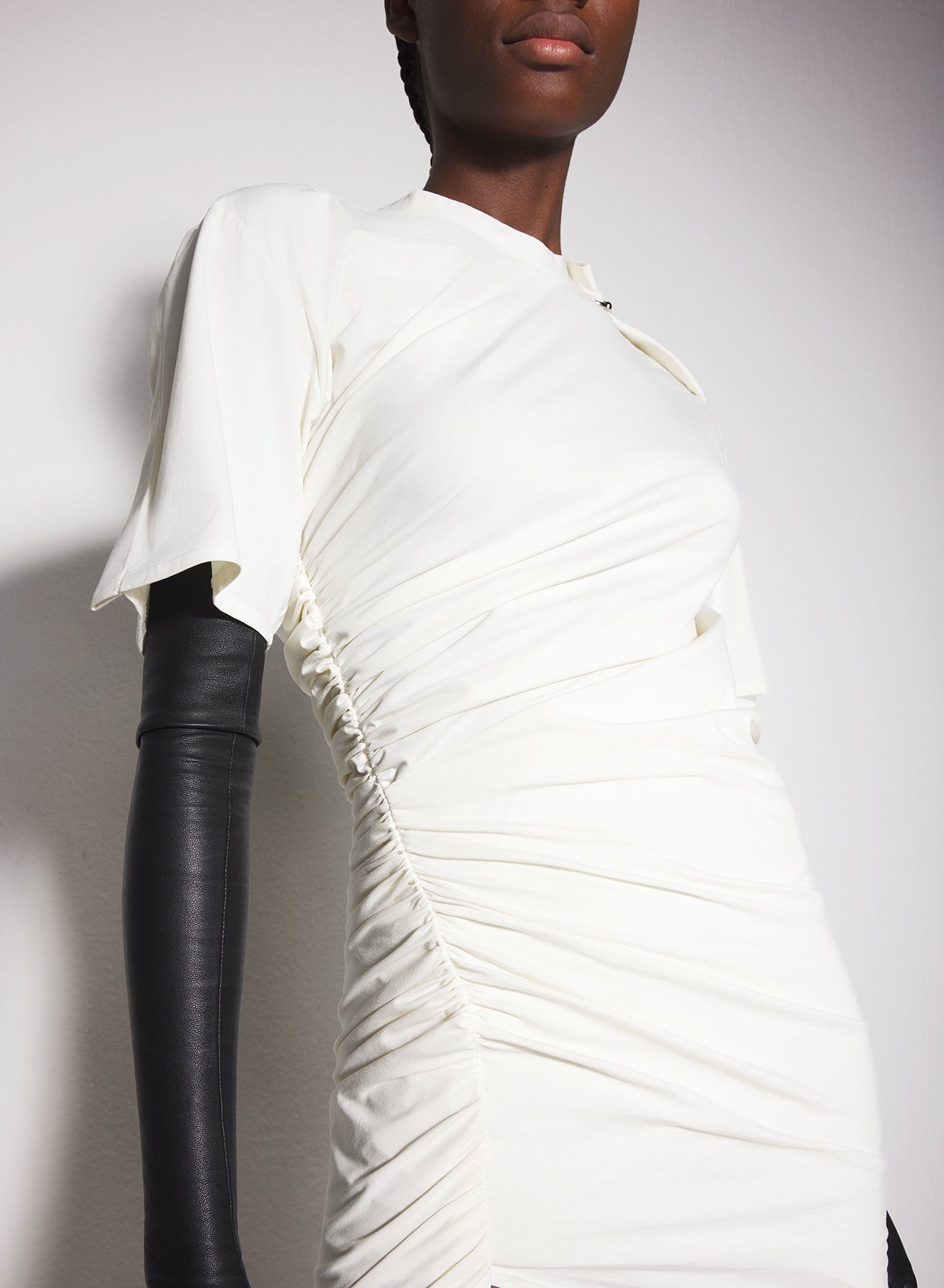 off-white draped pierced day dress