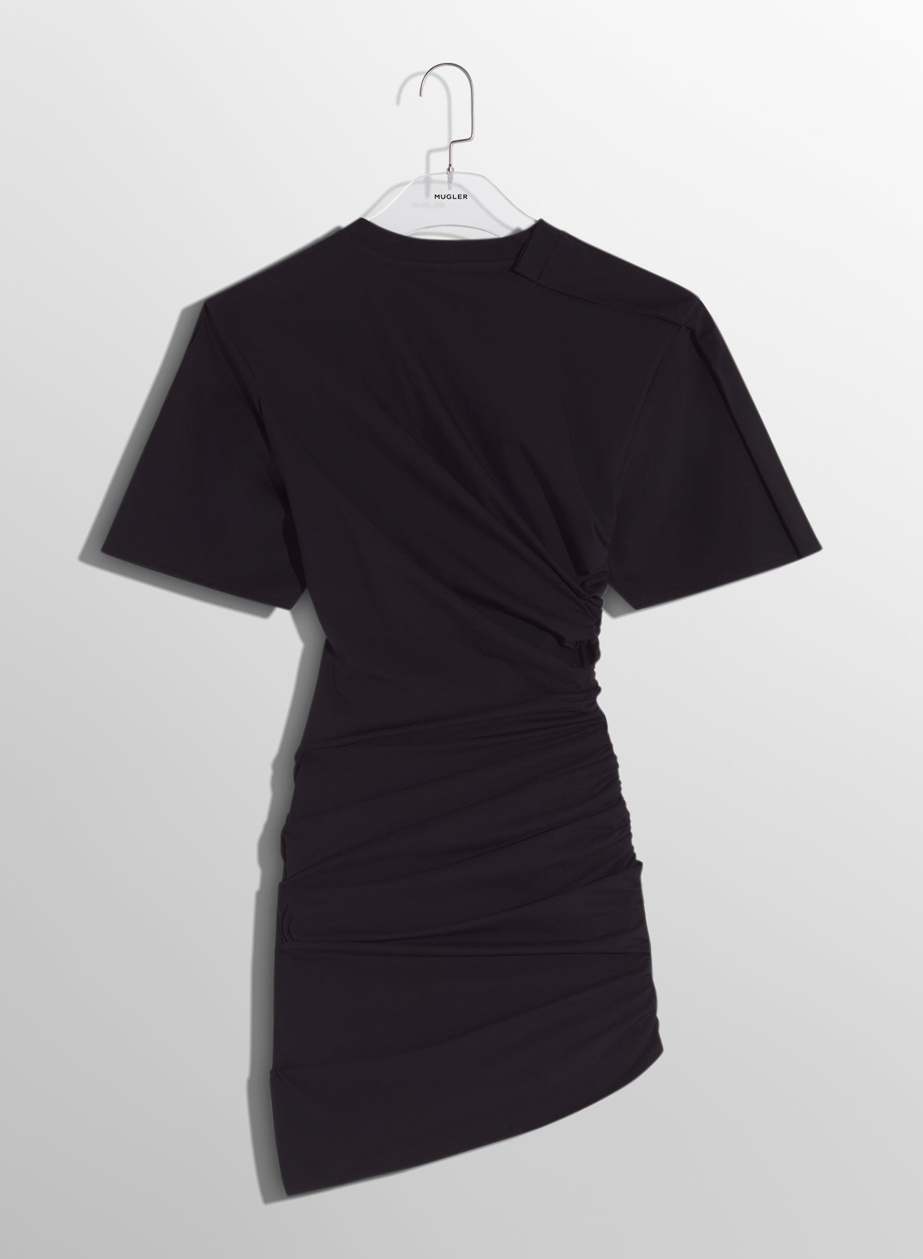 black draped pierced day dress