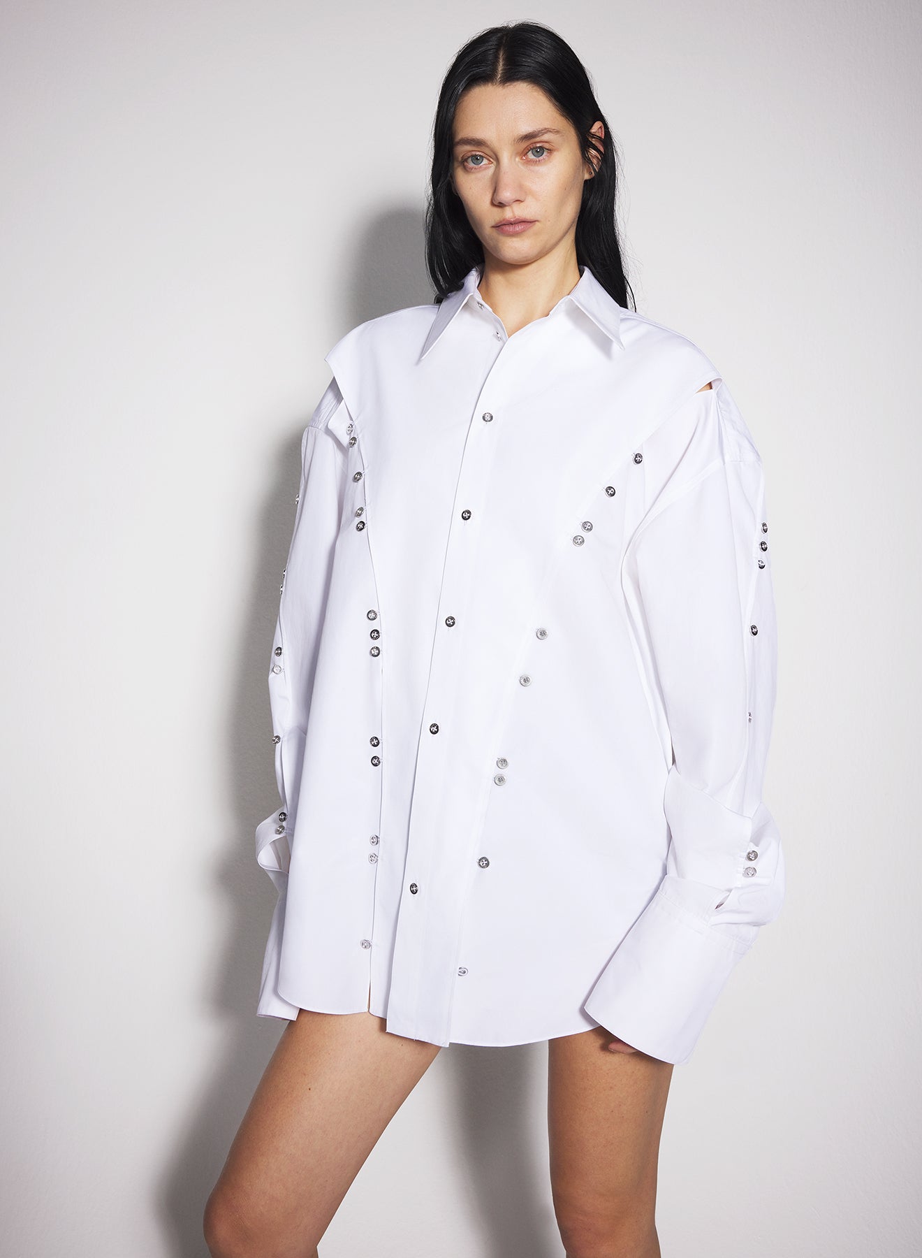 white poplin button shirt