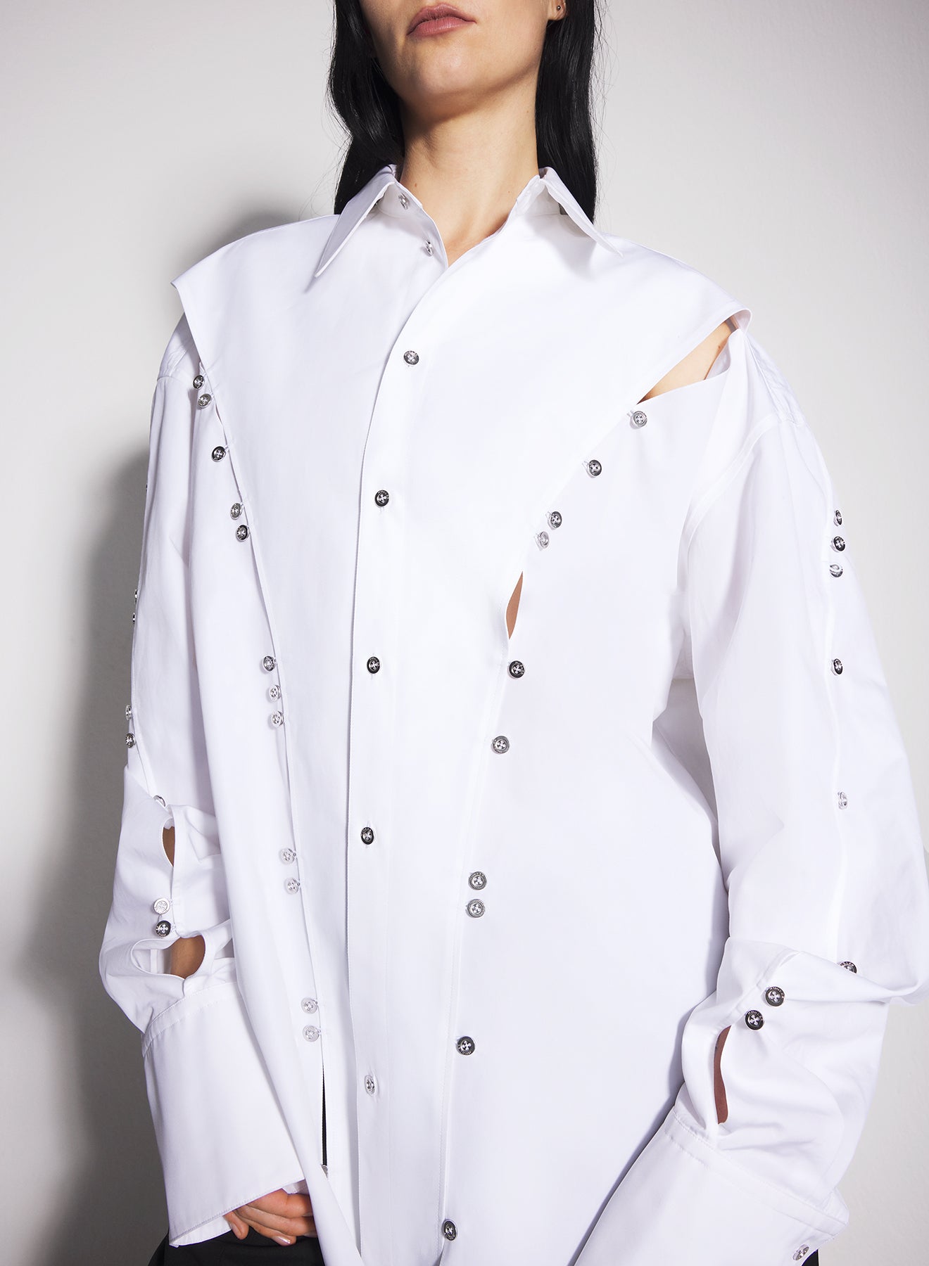 white poplin button shirt