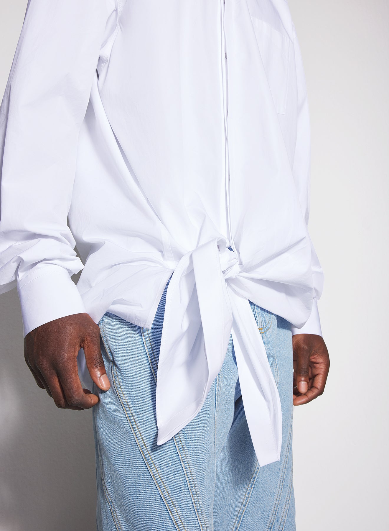 white knotted poplin shirt