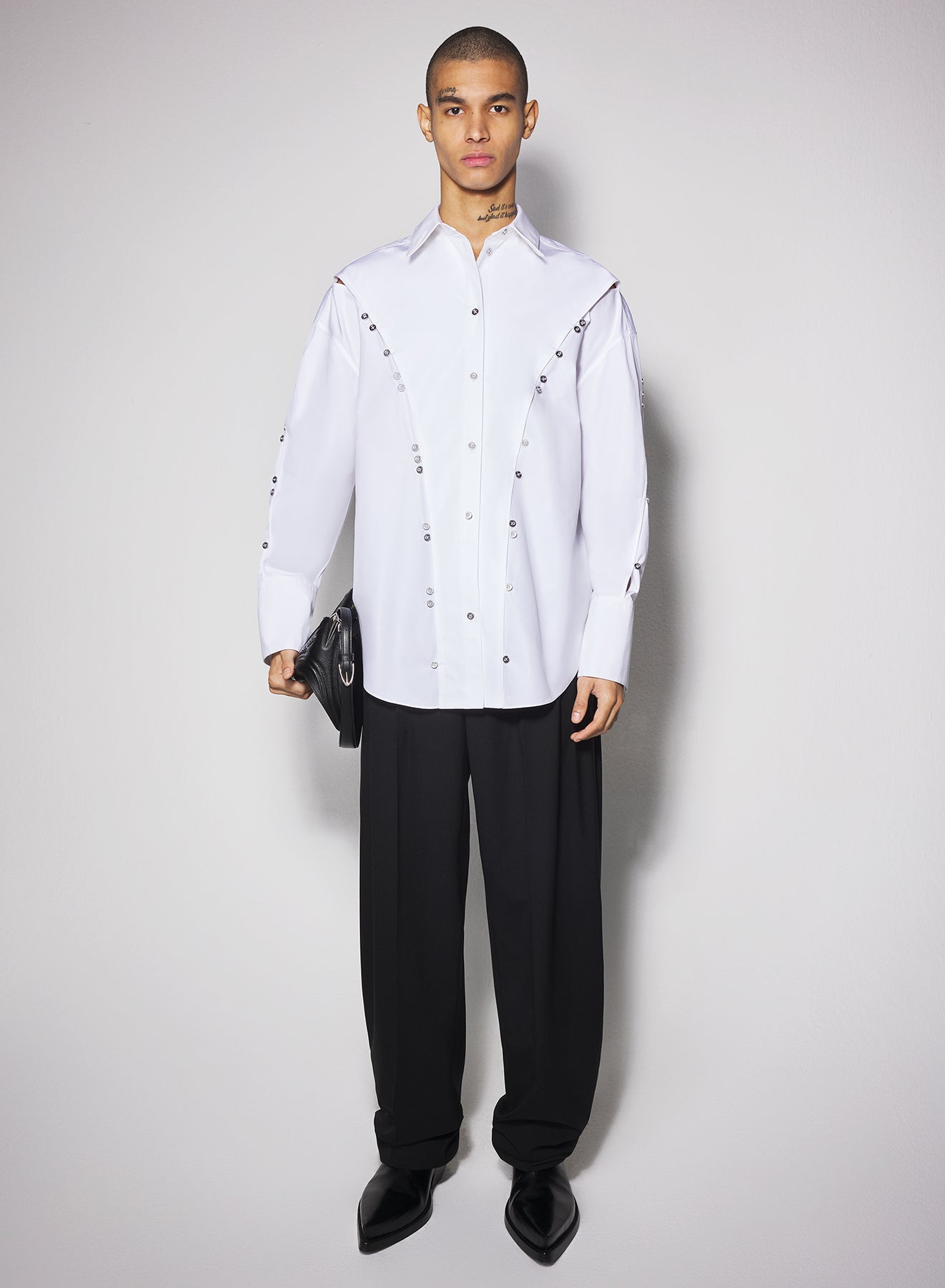 white poplin button shirt