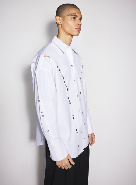 white poplin button shirt