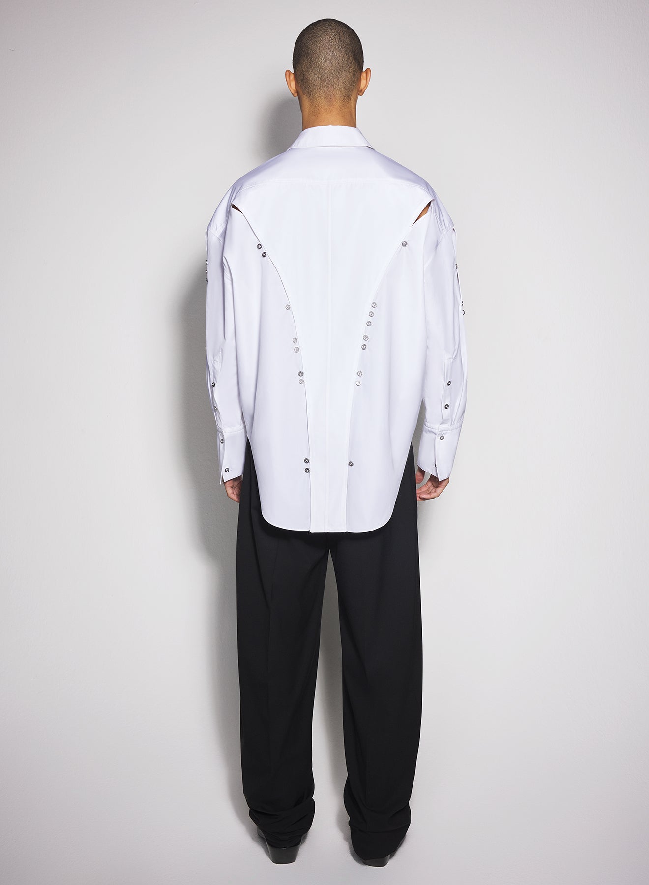 white poplin button shirt