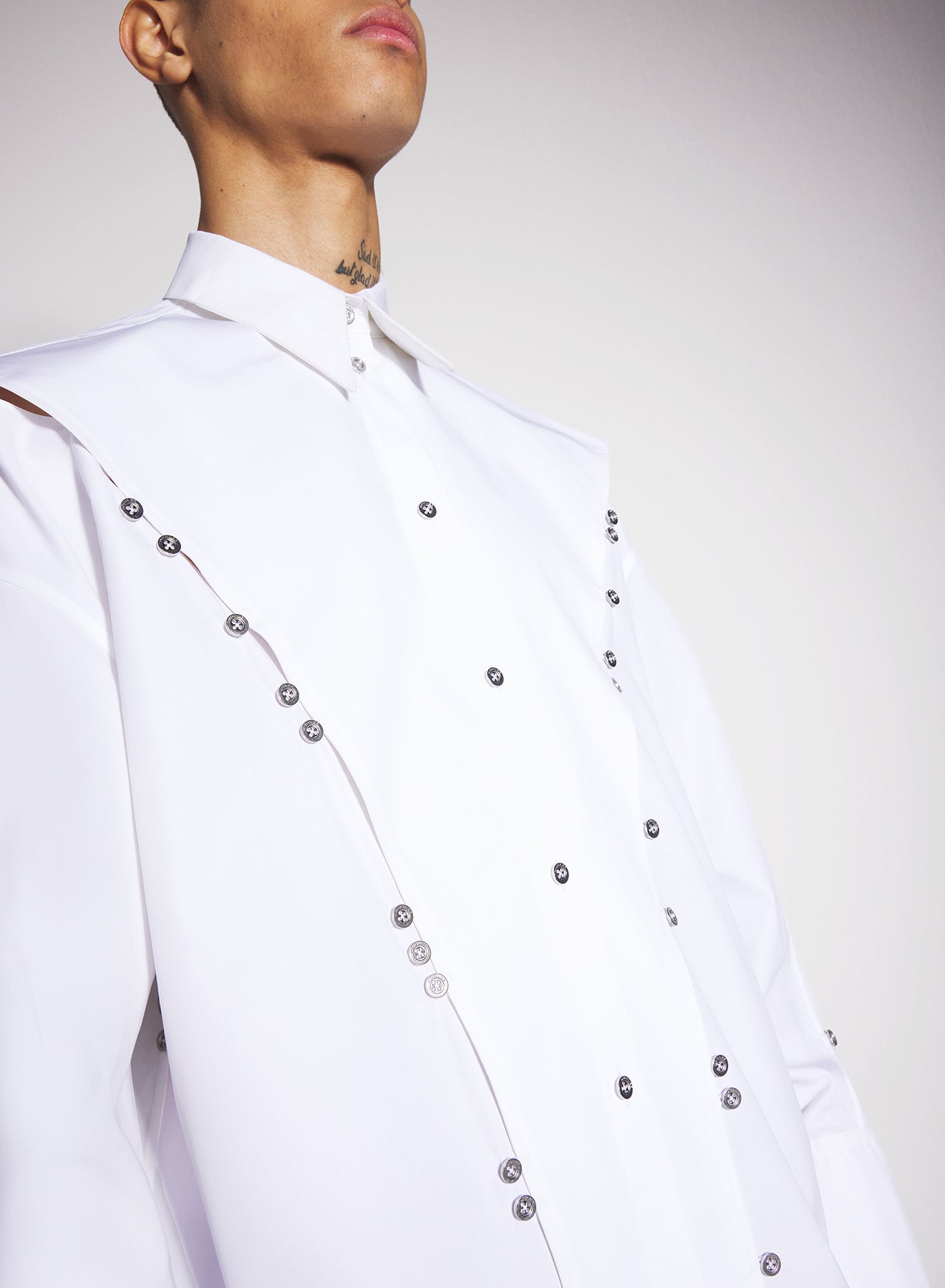 white poplin button shirt