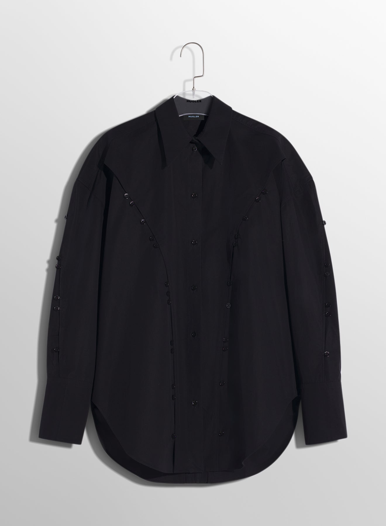 black poplin button shirt