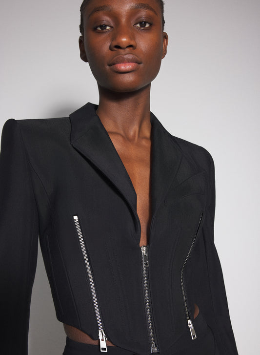 black zipped wool jacket