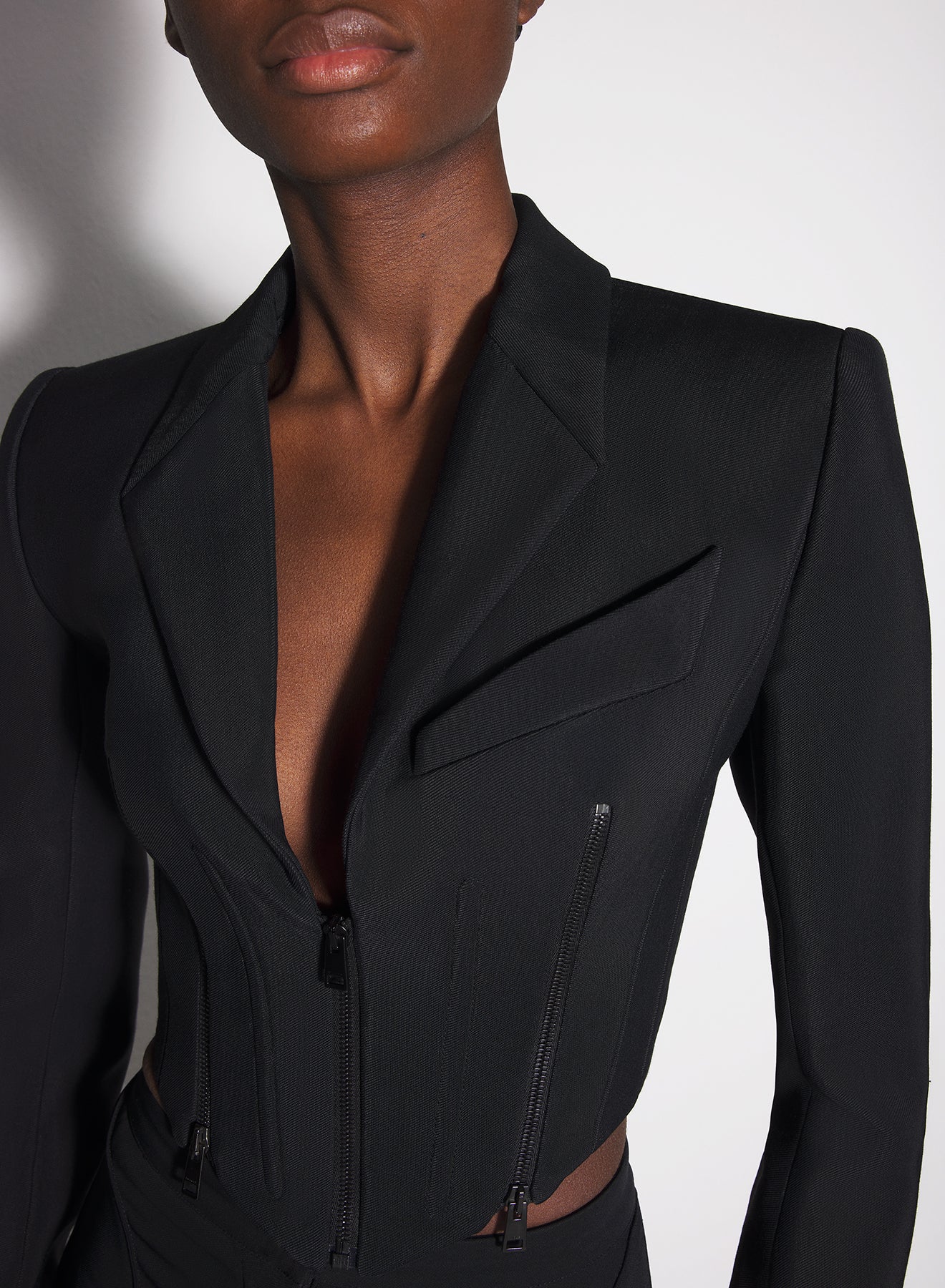 black zipped wool jacket