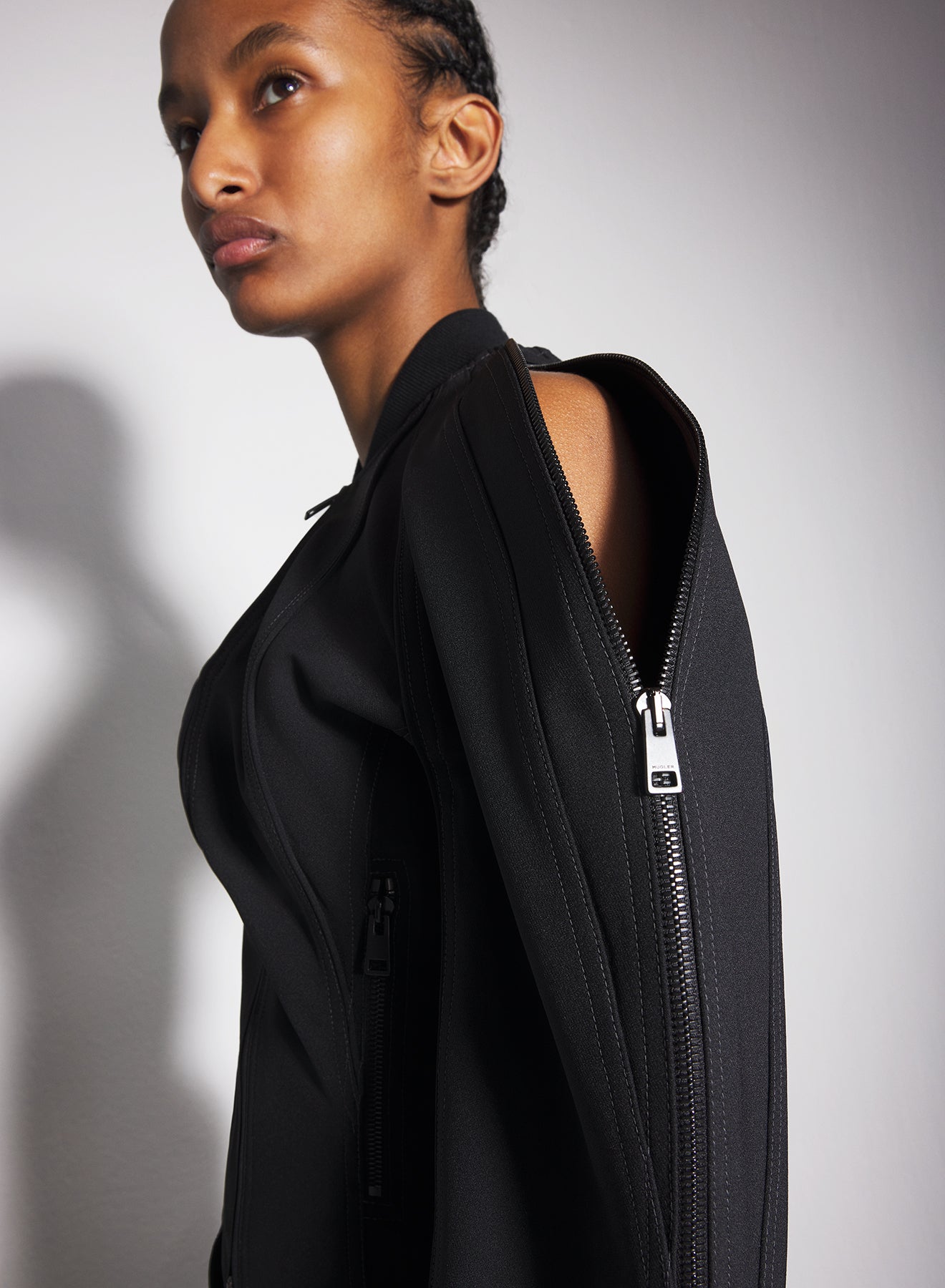 black sculptured scuba jacket