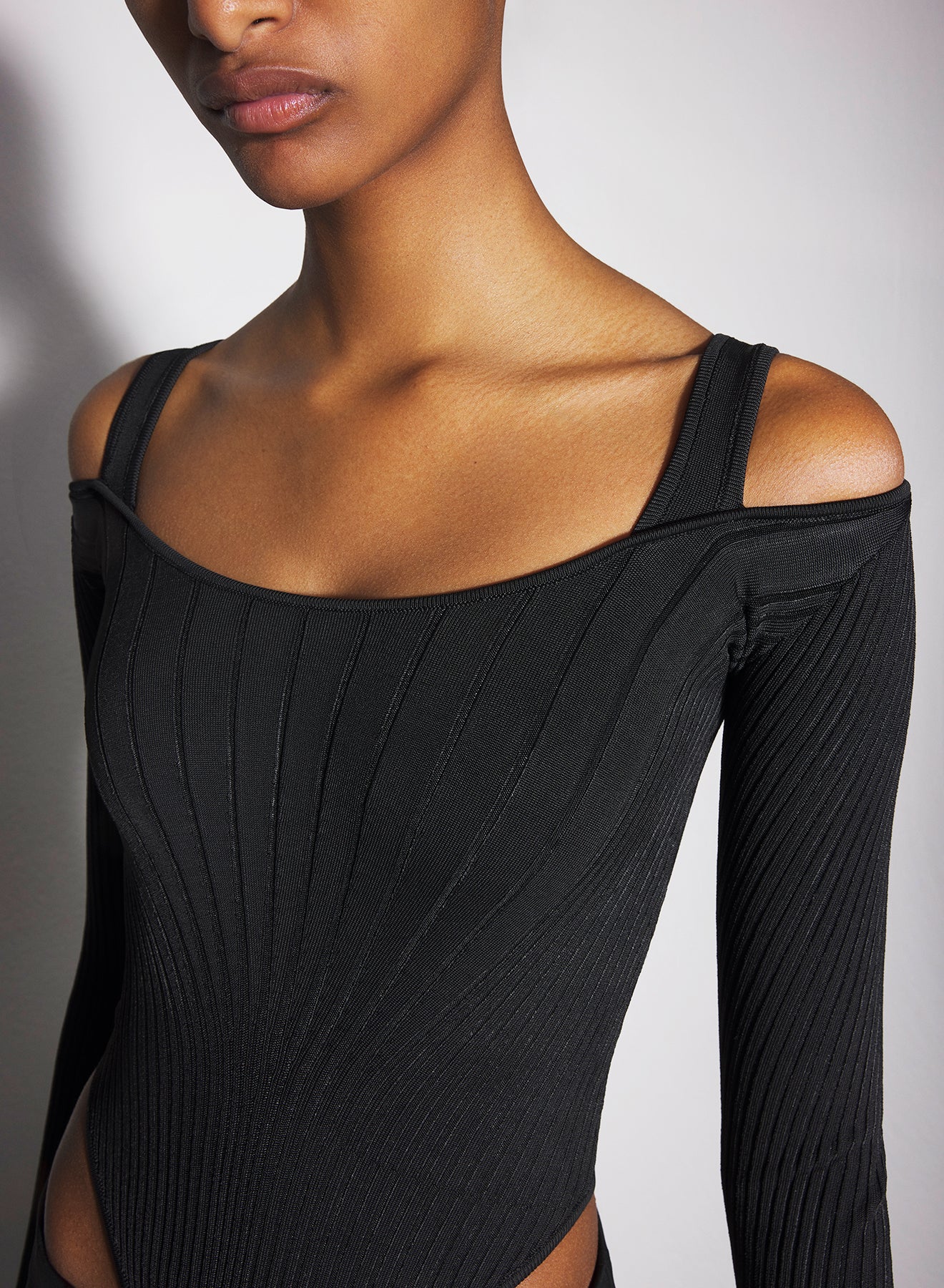 black sculpting knit bodysuit