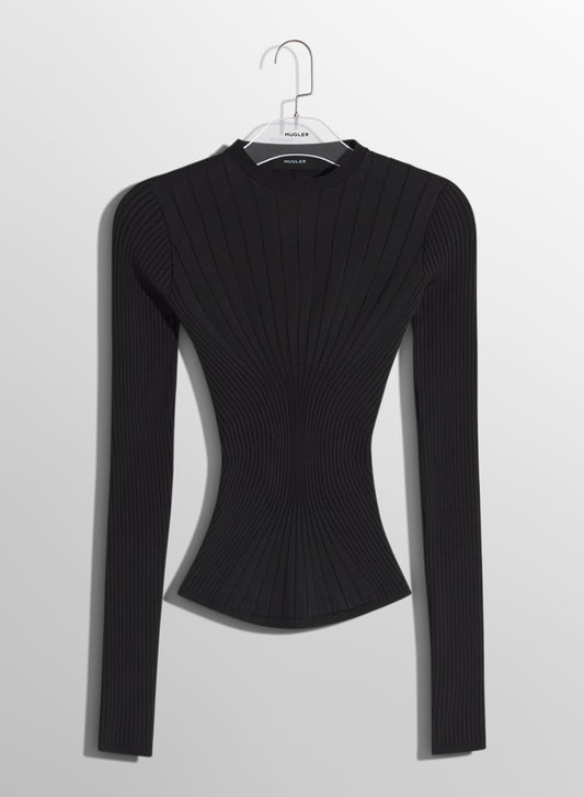 black sculpting knit top