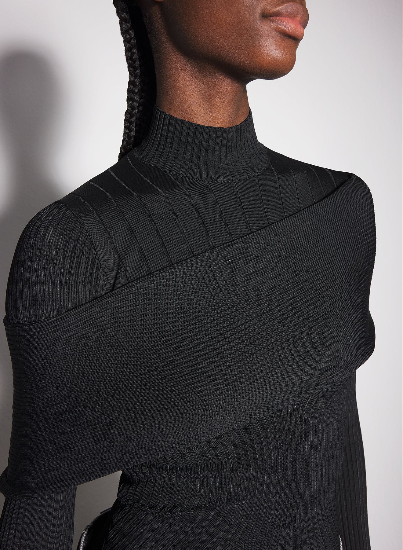 black sculpting knit top