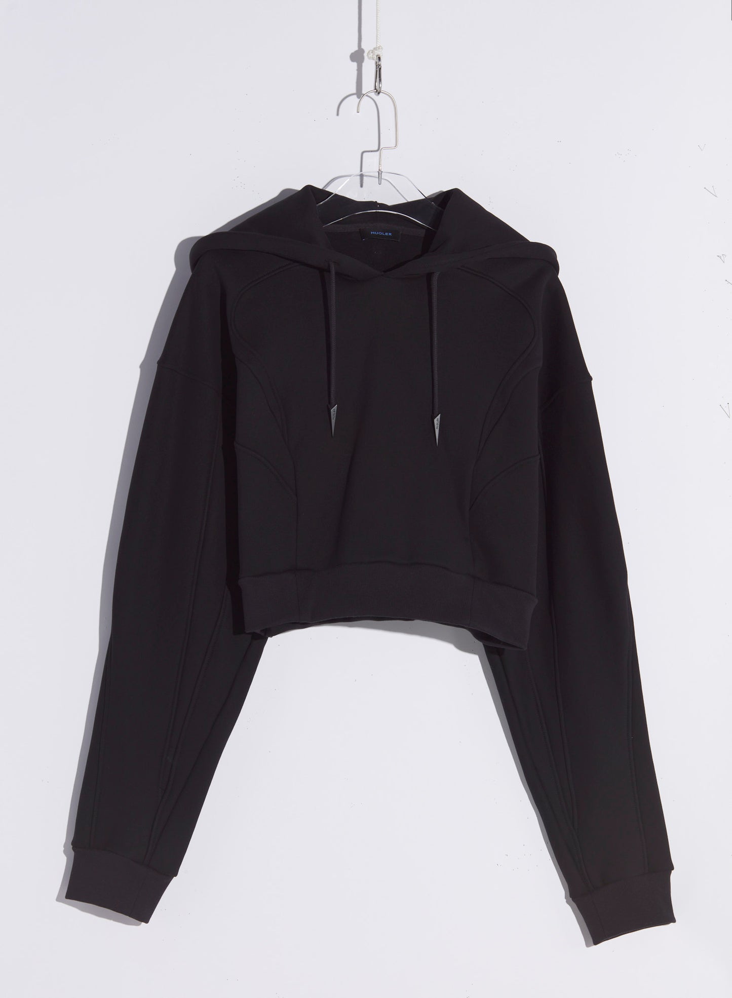 black spiral cropped hoodie