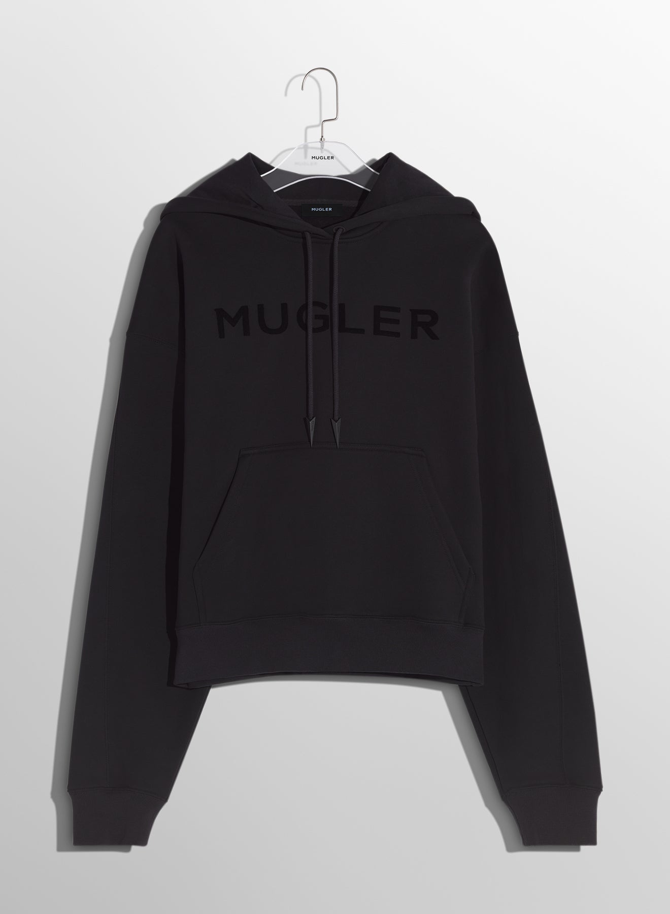 black Mugler logo hoodie