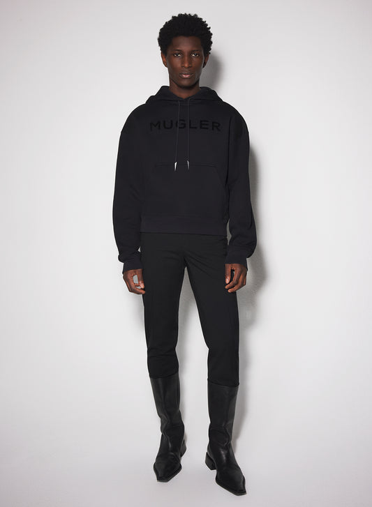 black Mugler logo hoodie