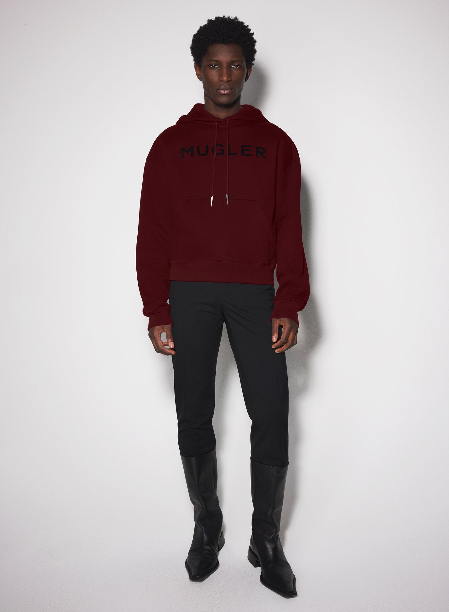 burgundy Mugler logo hoodie